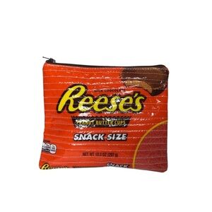 Reese's Peanut Butter Cup Orange Brown Small Makeup bag Or Pencil Case